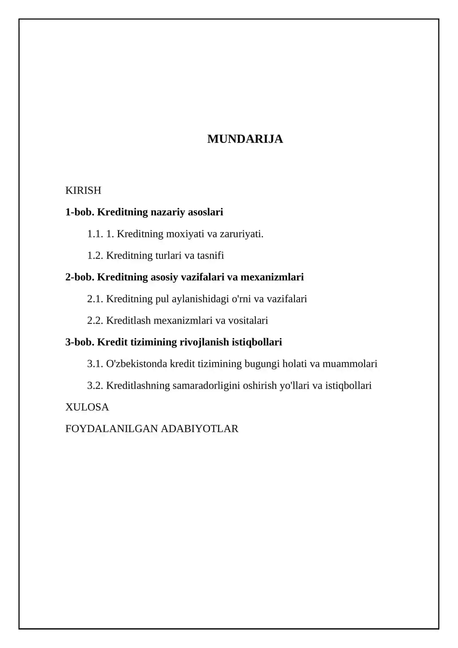 Kreditning mohiyati va vazifalari 2