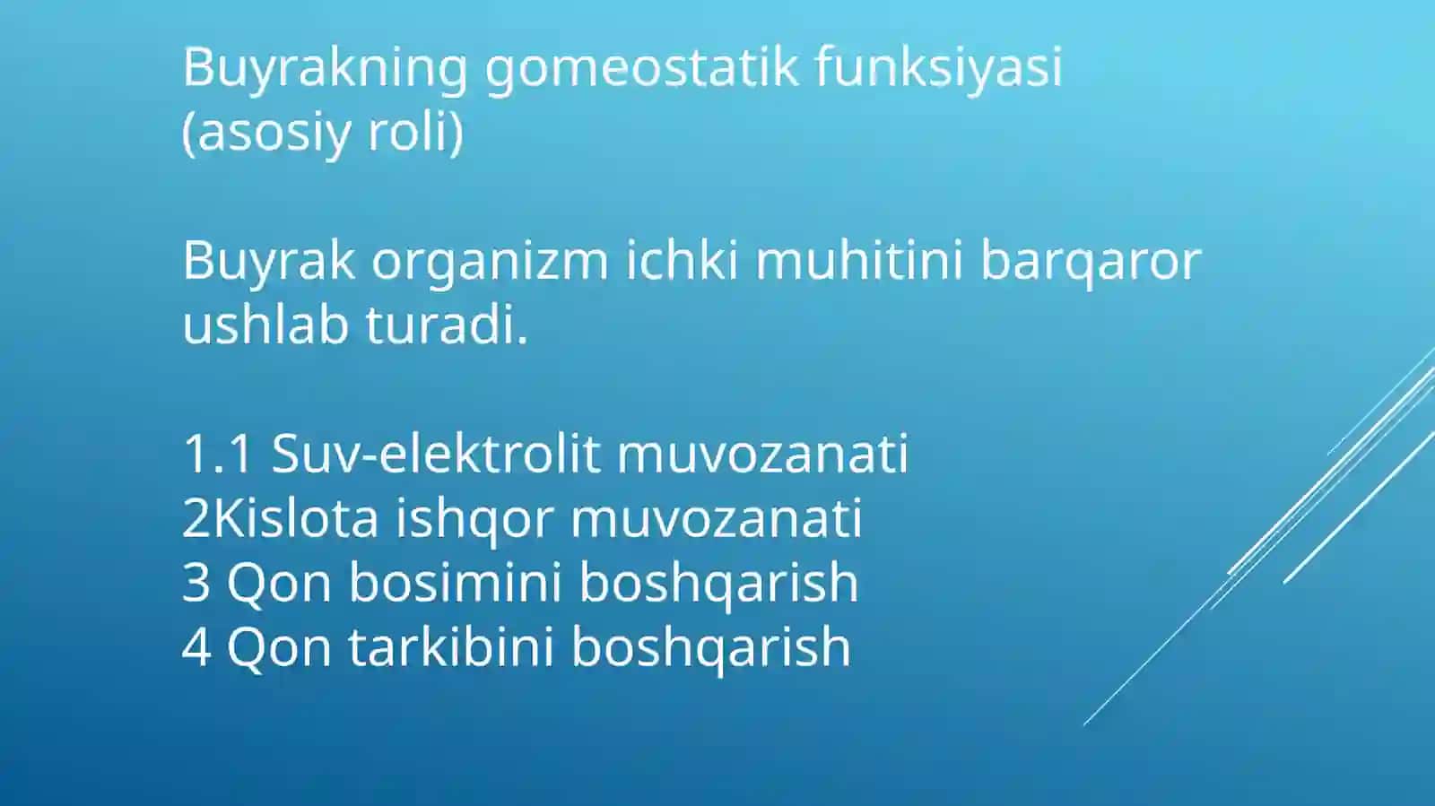 buyraklar ING goneostatik va sekretor funktsiyalari. Terini g ekskretor funktsiyasi, tarkibi. 2