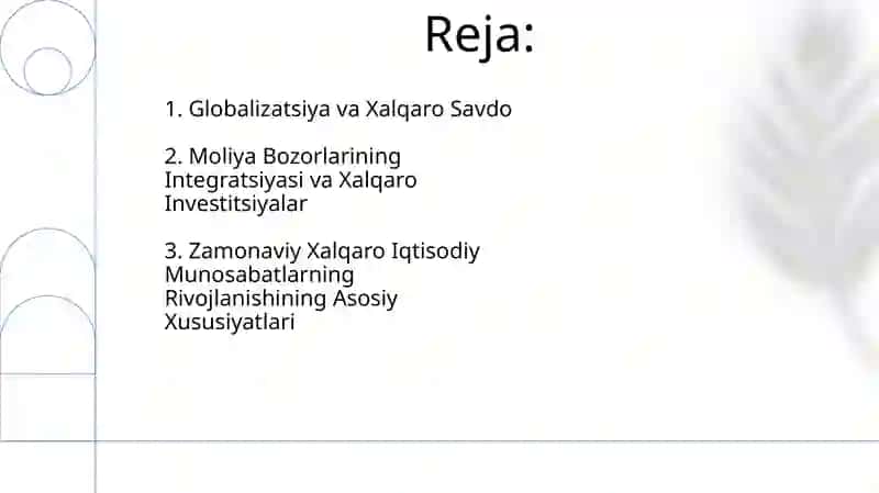 Zamonaviy xalqaro iqtisodiy munosabatlarning rivojlanish xususiyatlari 2
