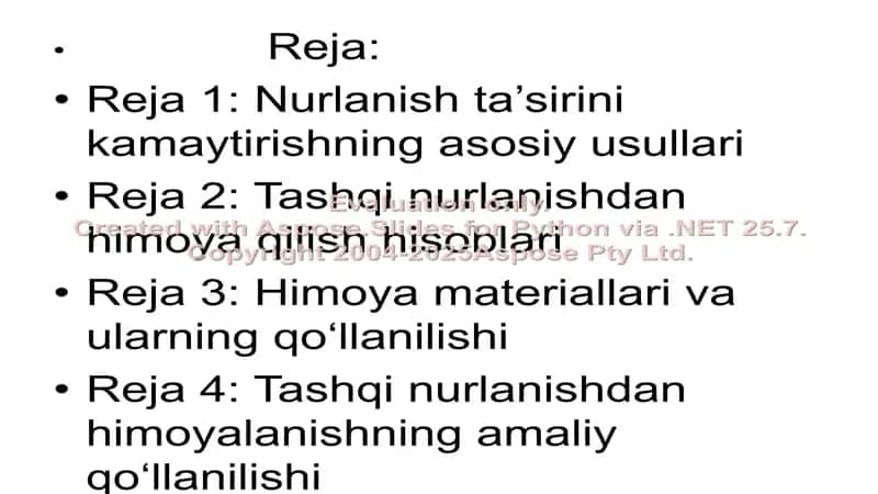 Tashqi nurlanishdan himoyalanishni hisoblash 2