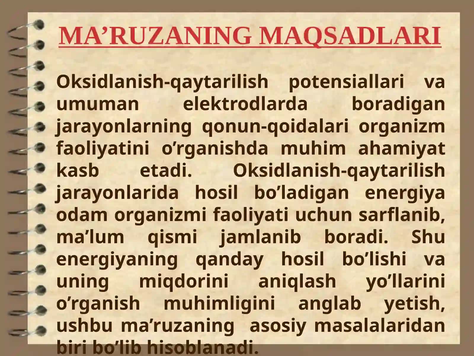 ELEKTRODLARDAGI JARAYONLAR. OKSIDLANISH-QAYTARILISH POTENSIALLARI 2