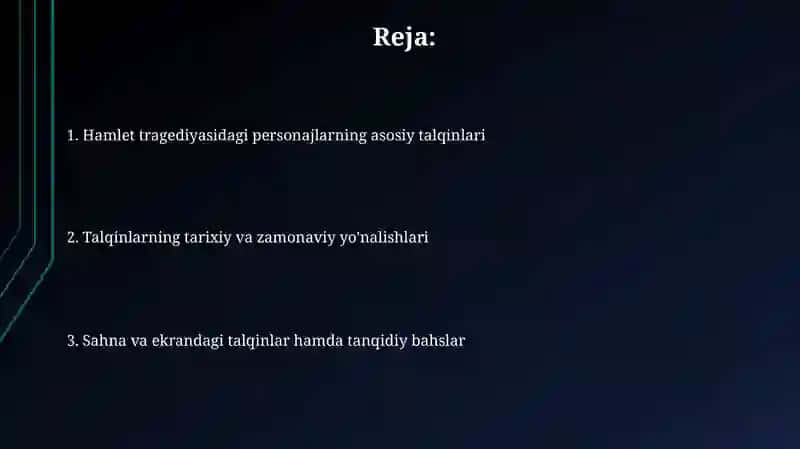 Hamlet tragediyalarida harakterlar talqini 2