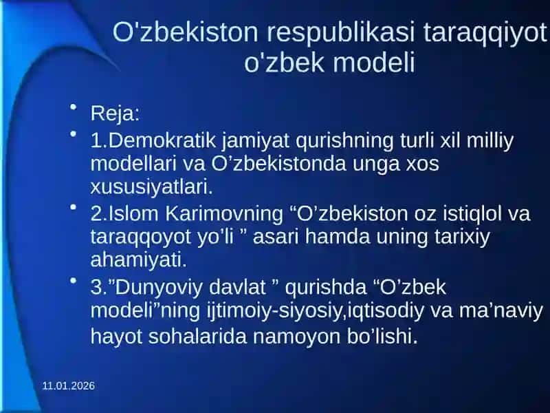 O'zbekiston Respublikasi taraqqiyot o'zbek modeli 2