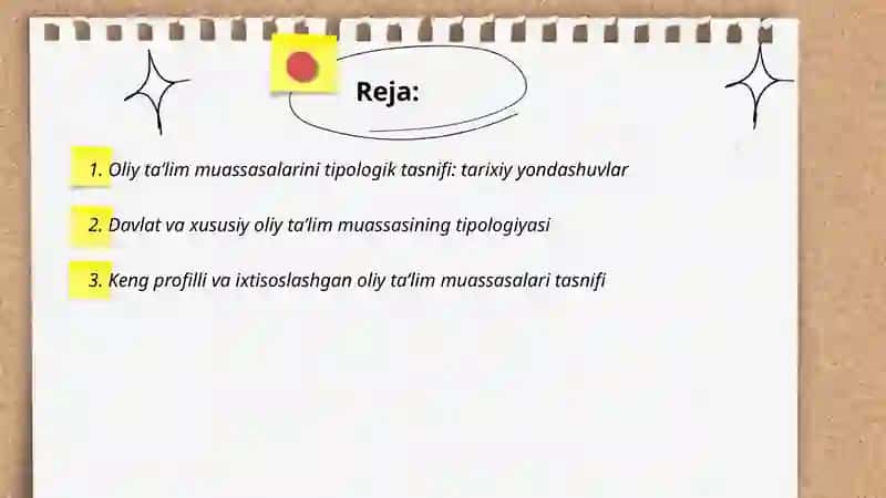 Oliy taʼlim tizimining tipologik tasnifiy mezonlari va taʼlim muassasalari nufuzi 2