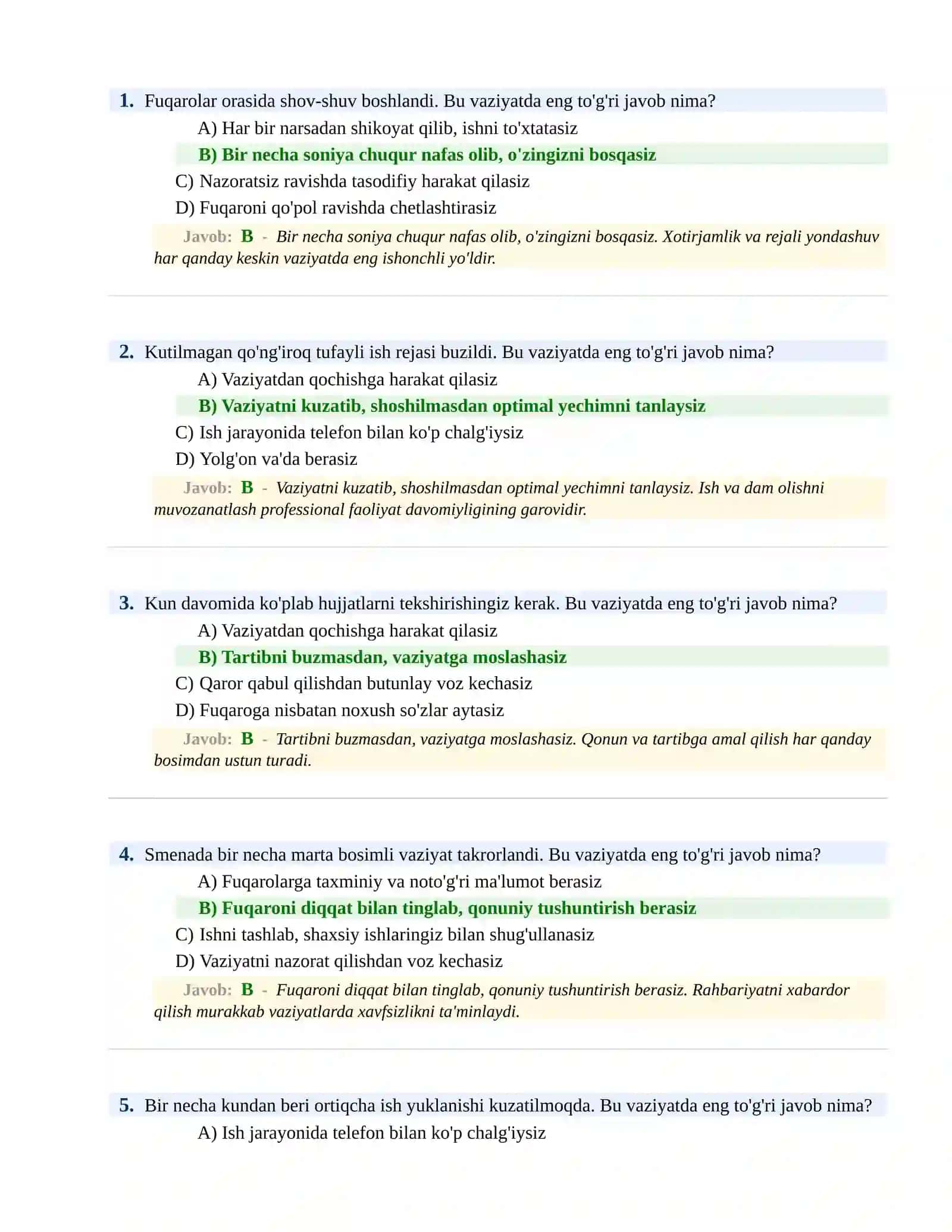 BOJXONA XIZMATIGA ISHGA KIRISH PSIXOLOGIK SINOV Testlari 2