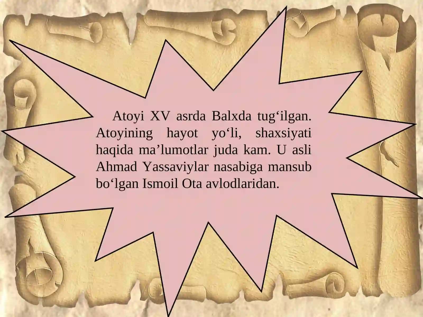 10-sinf adabiyot darsligi asosida 5-mavzu: ATOYI (XV asr) 2
