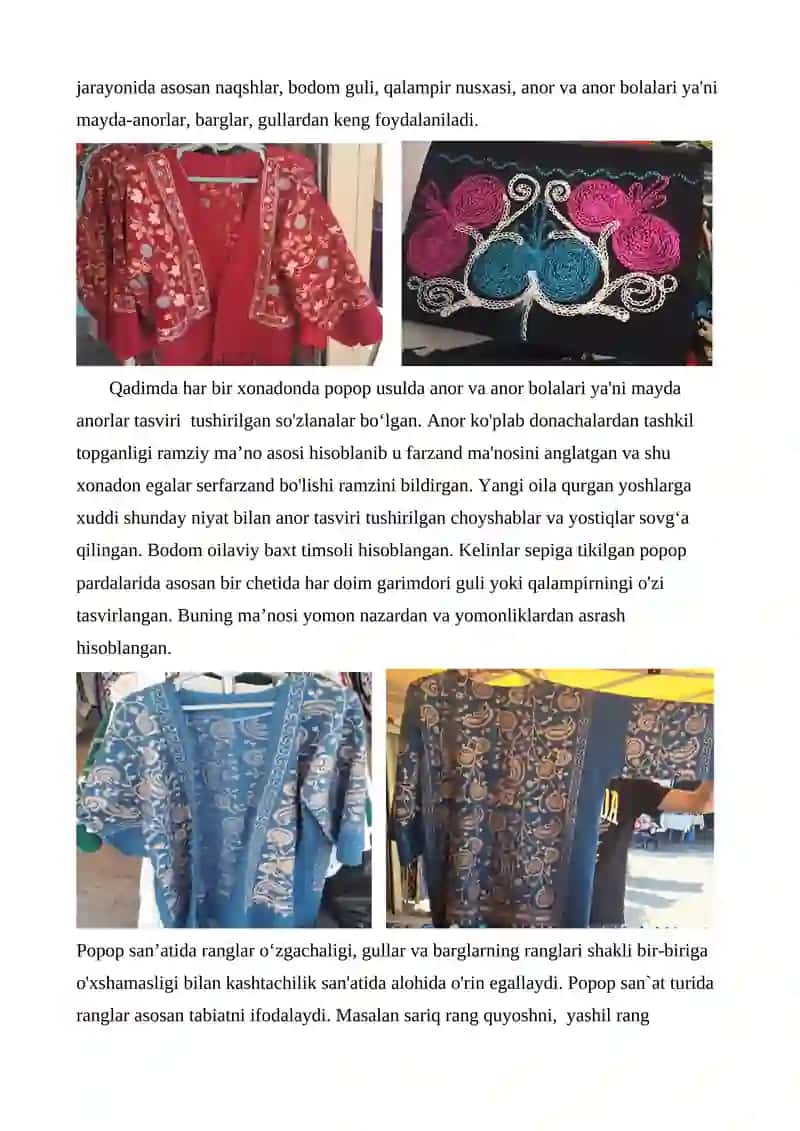 O’zbek milliy san’ati – Popopchilik (Kashta tikish turi). 2