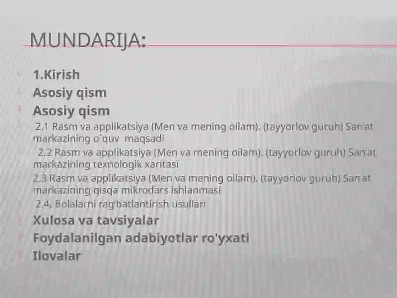 Rasm va applikatsiya (Men va mening oilam). (tayyorlov guruh) Sanʼat markazi 2