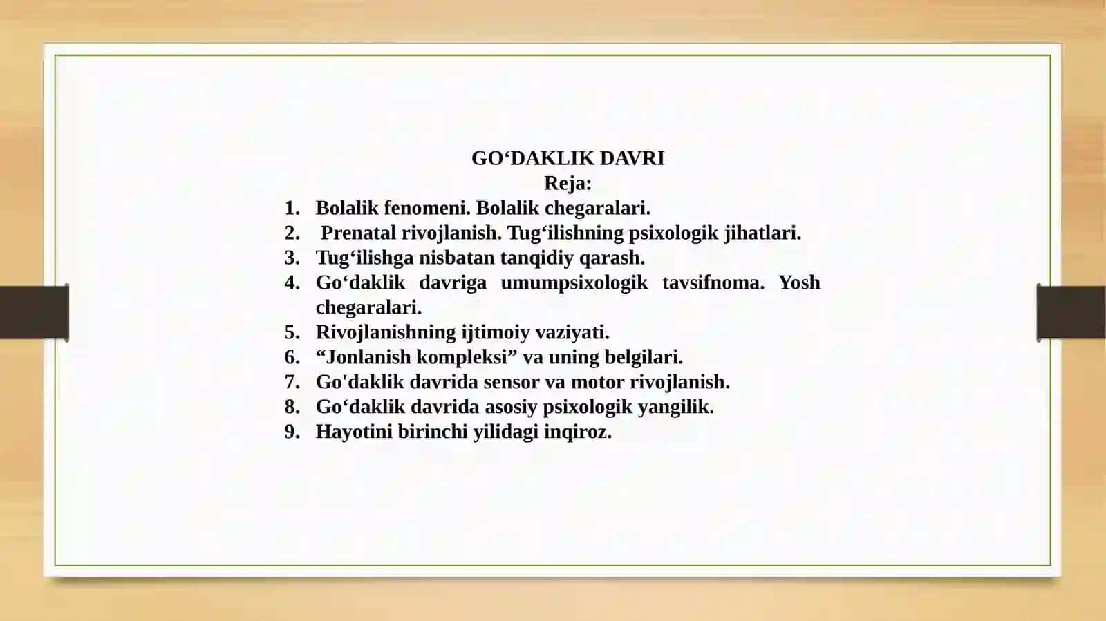 HimmatovaMalikaning rivojlanish psixologiyasidan mustaqil ishi 2