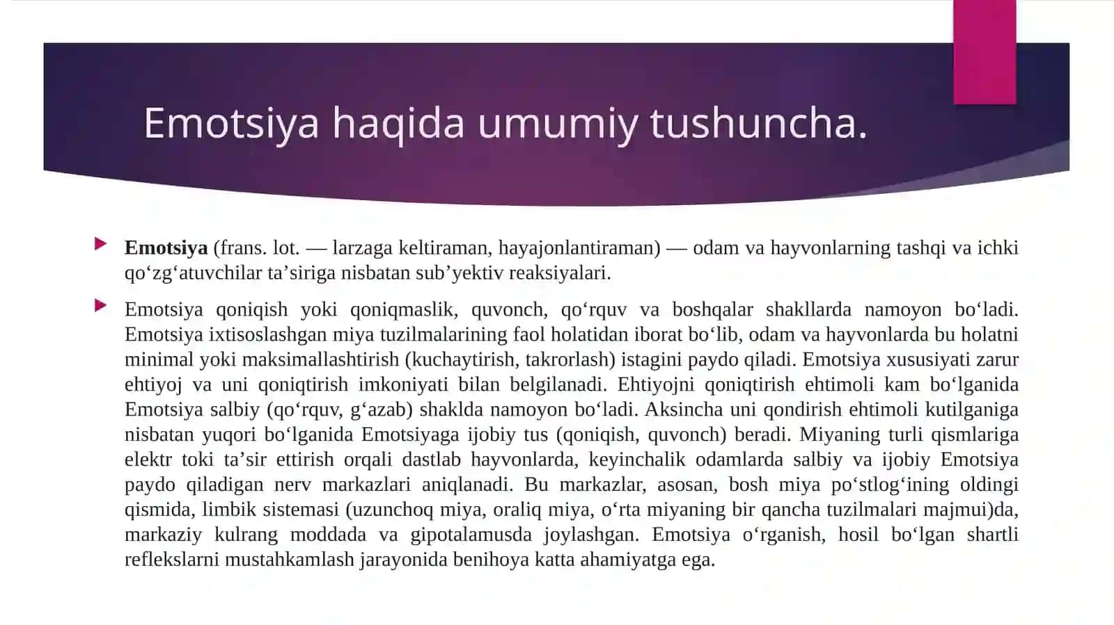 Shaxsni emotsional jabxasi va uning organish metodlari. 2