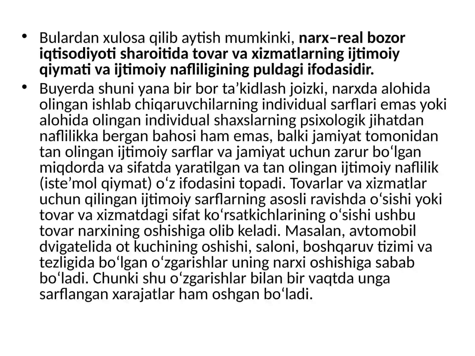 Narx va real bozor 2