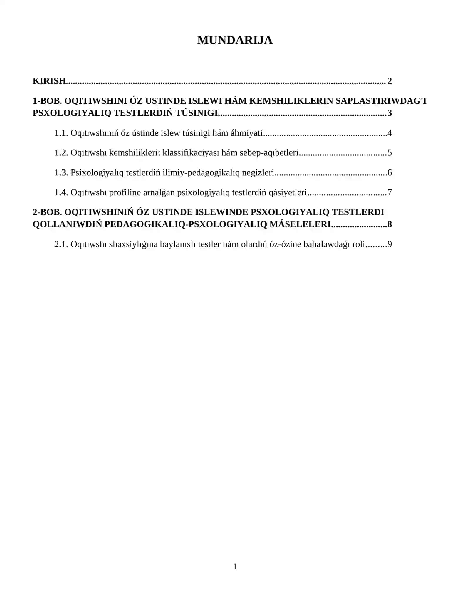 Oqıtıwshınıń óz ústinde islewi hám kemshiliklerin saplastırıwda psixologiyalıq testlerdiń roli haqqında 2