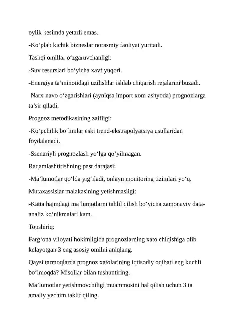Mintaqaviy iqtisodiyotda prognozlashtirish muammolari 2