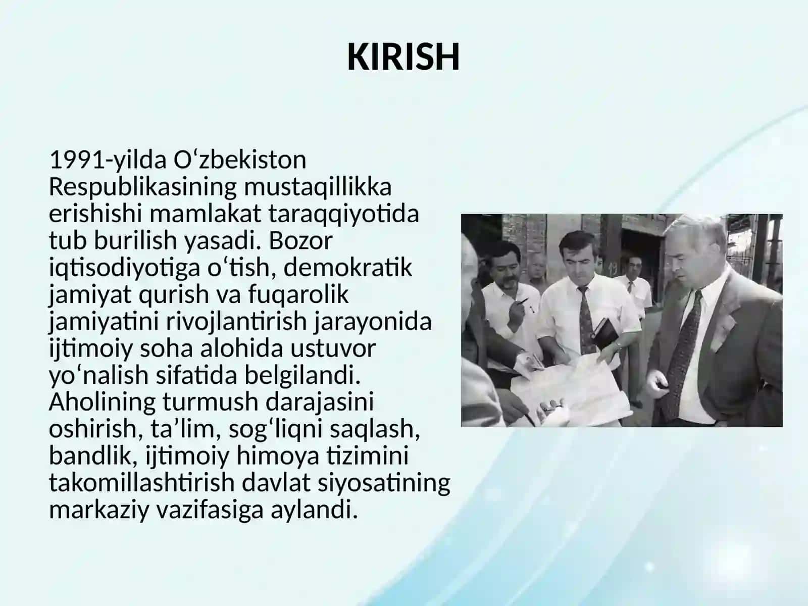 O‘ZBEKISTON RESPUBLIKASIDA 1991-YILDAN HOZIRGI KUNGACHA IJTIMOIY SOHADA AMALGA OSHIRILGAN ISLOHOTLAR 2