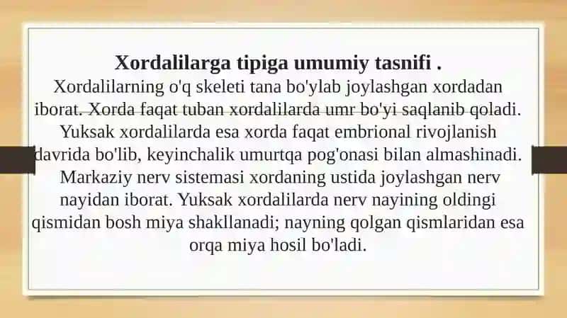 Xordalilar tipi baliqlar amfibiyalarning tuzilishi va o’xshash belgilar. 2