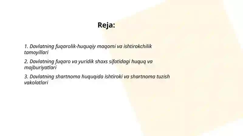 Davlat fuqarolik huquqiy munosabatlar ishtirokchisi 2