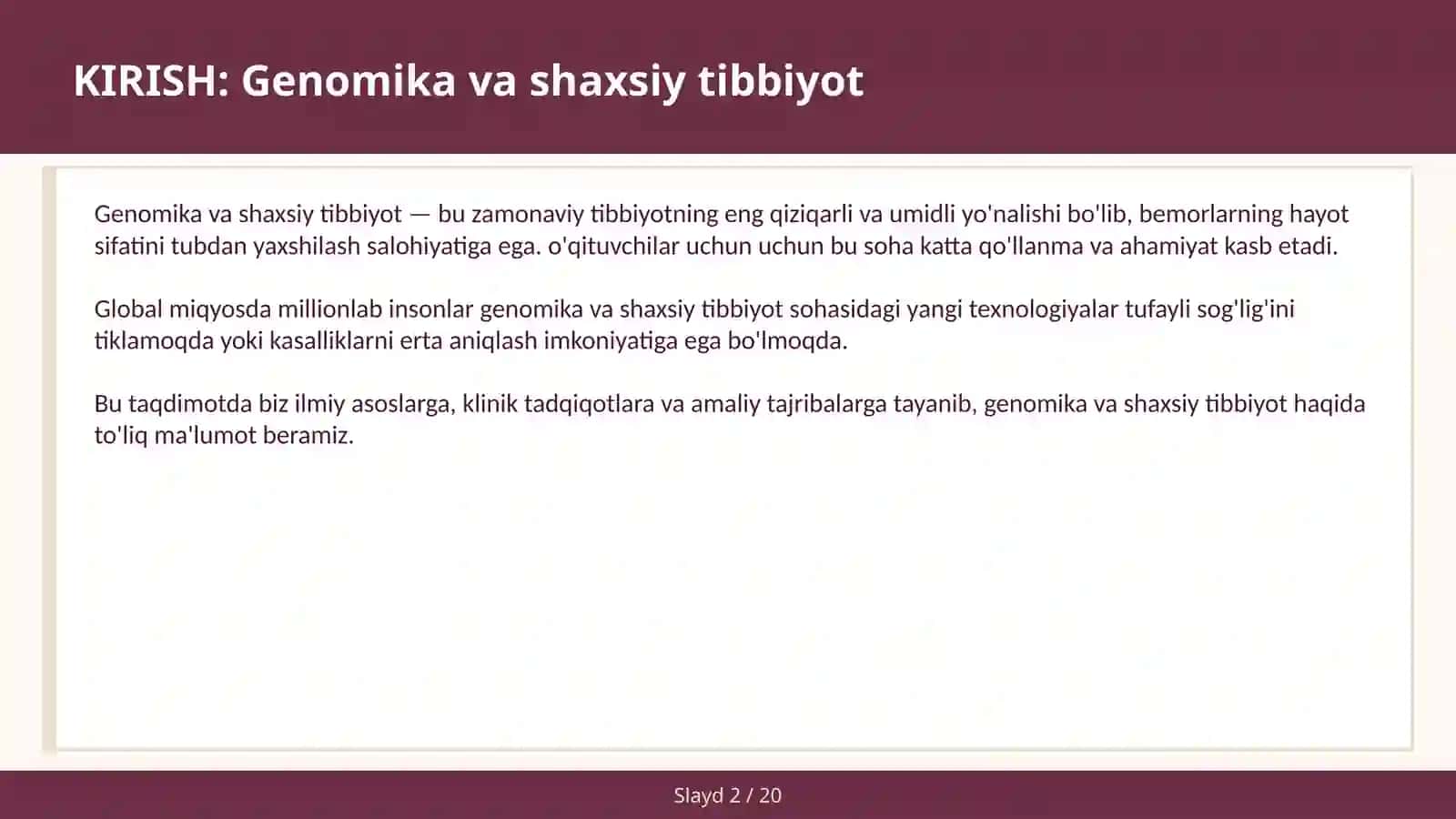 Genomika va shaxsiy tibbiyot 2