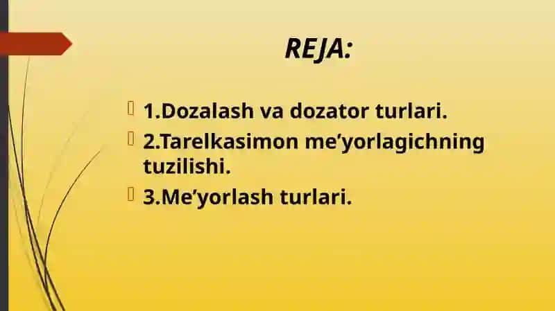 Tarelkasimon me’yorlagichning tuzilishi va me’yorlash jarayonlarini o’rganish. 2