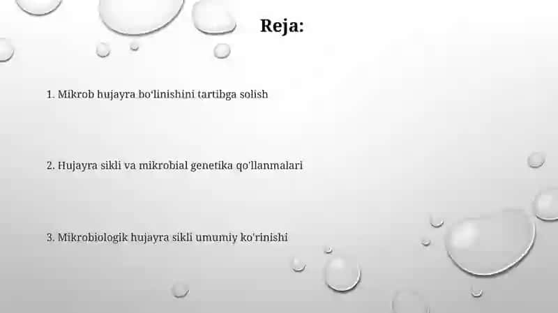 Hujayra sikli va uning mohiyati Mikroorganizmlar genetikasi 2