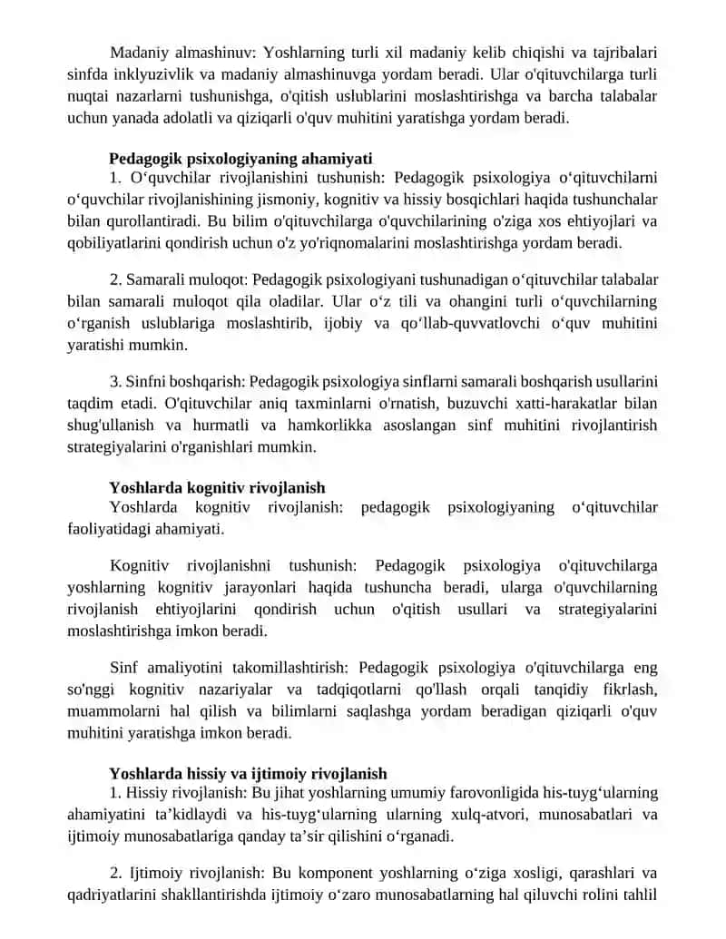 Yosh Va Pedagogik Psixologiyaning O'Qituvchi Faoliyatida Tutgan O'Rni 2