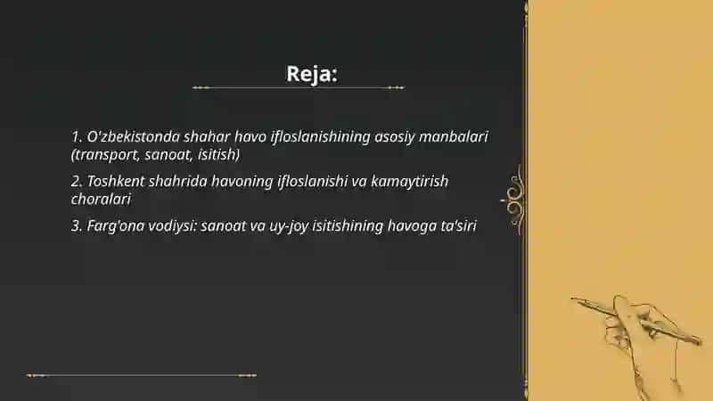 O'zbekistonda atmosferaning ifloslanishi va uning oldini olish choralari 2
