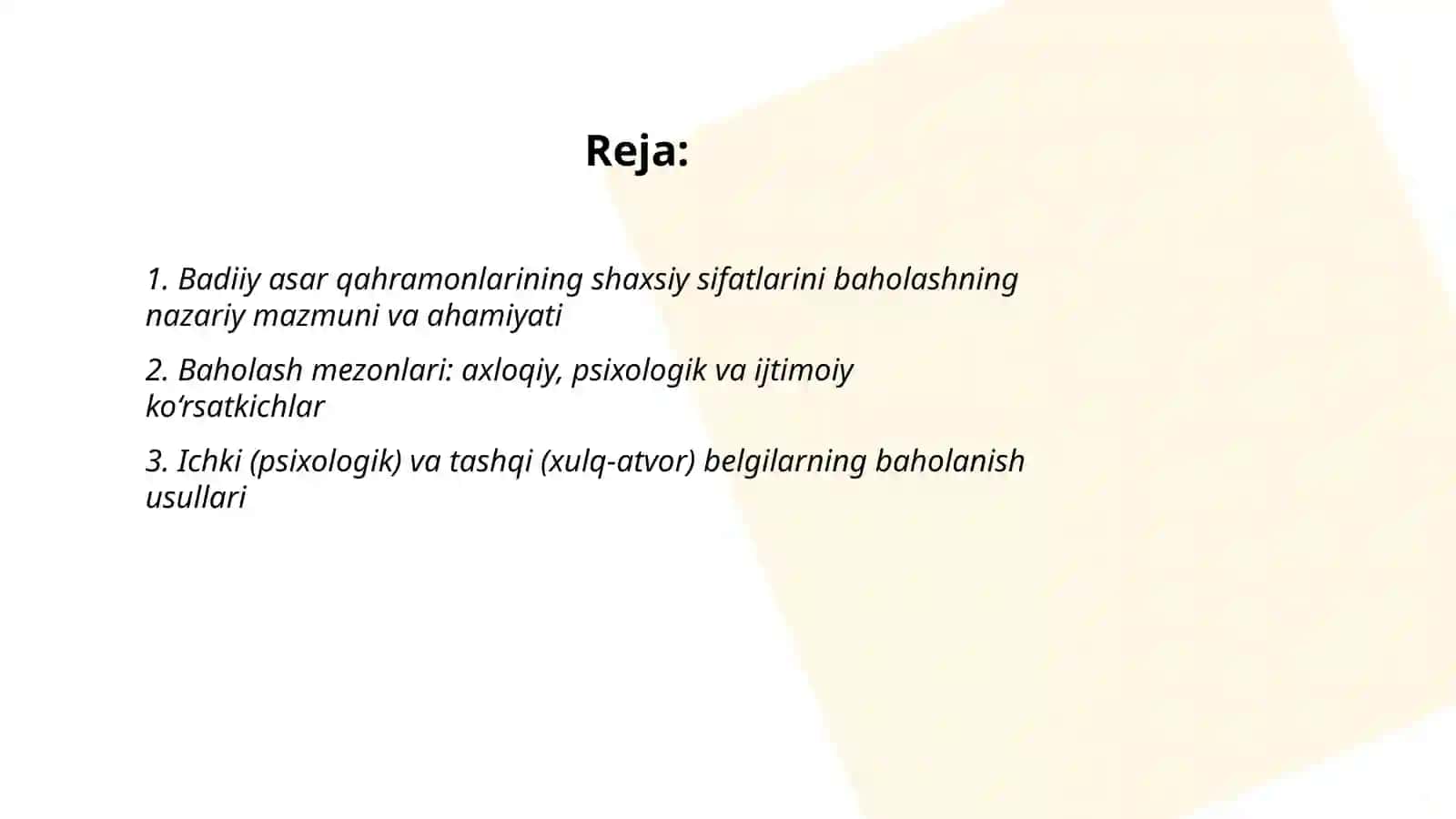 Badiiy asar qahramonlari shaxsiy sifatlarini baxolashning mazmuni, usullari va metodlari 2