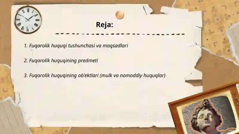 Fuqarolik huquqi tushunchasi, predmeti, tamoyili, tizimi 2