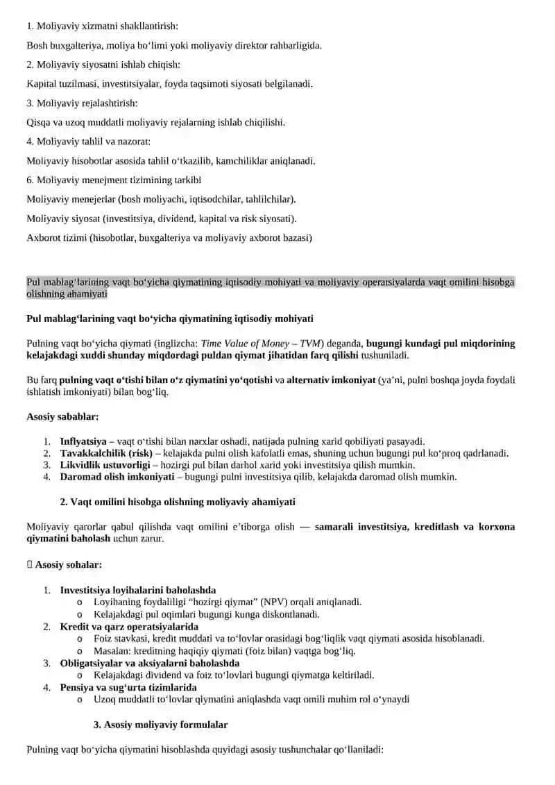 Moliyaviy menejmentning funksiyalari 2