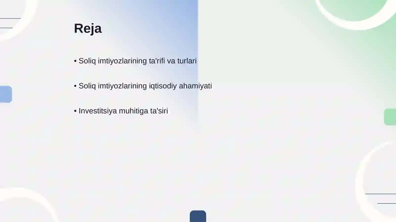 Soliq imtiyozlari va investitsiya muhitiga ta’siri 2