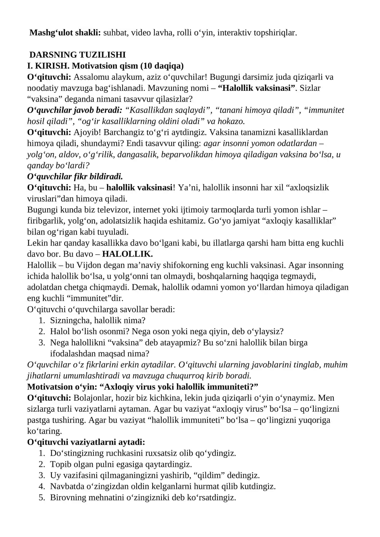 Kelajak soati darsining 5-8-sinflar uchun mashg‘ulot ssenariysi 2