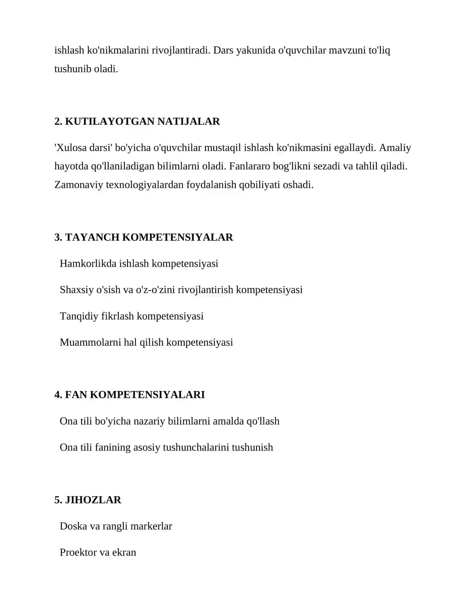 Xulosa darsi 2