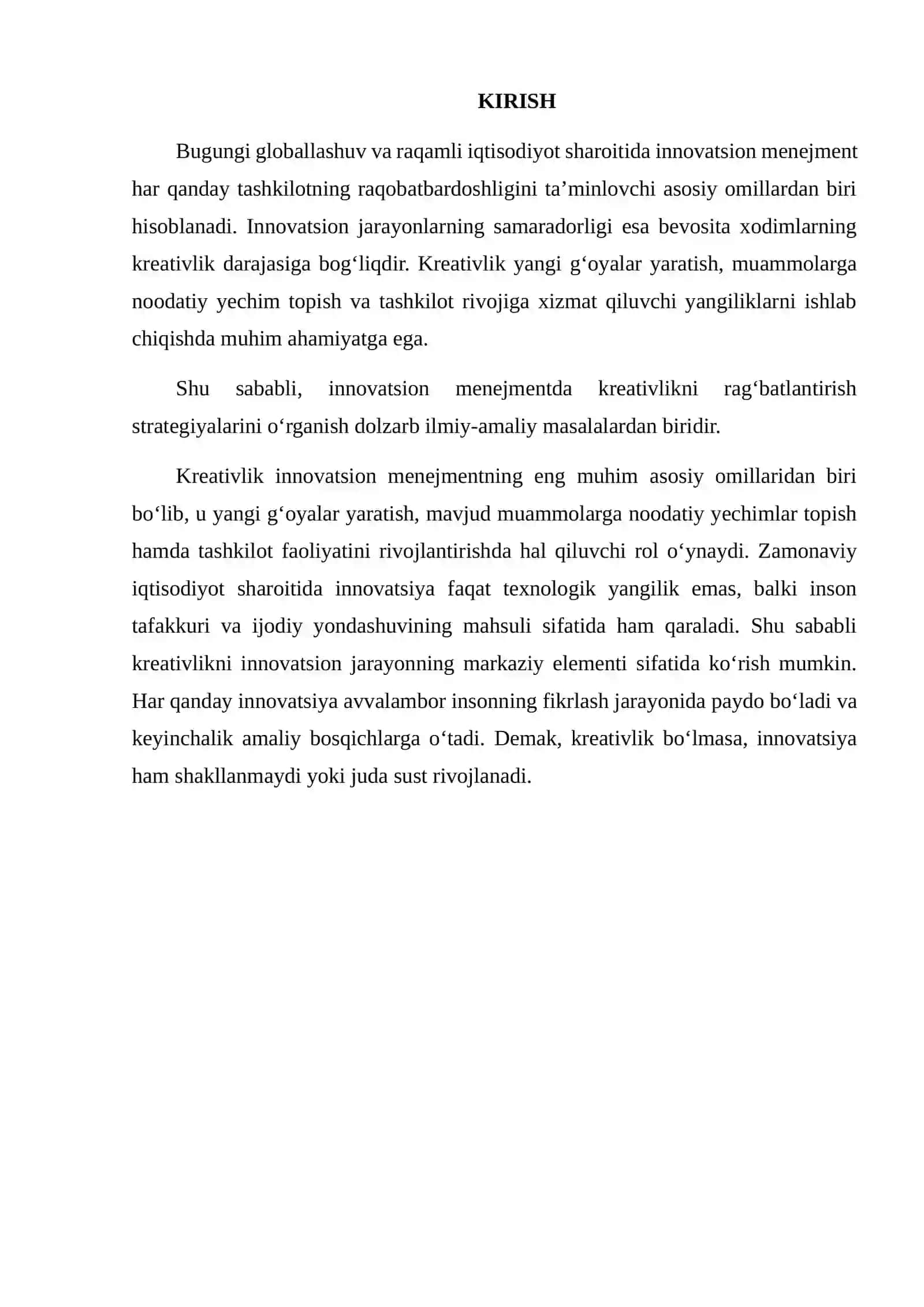INNOVATSION MENEJMENTDA KREATIVLIKNI RAG‘BATLANTIRISH STRATEGIYALARI 2