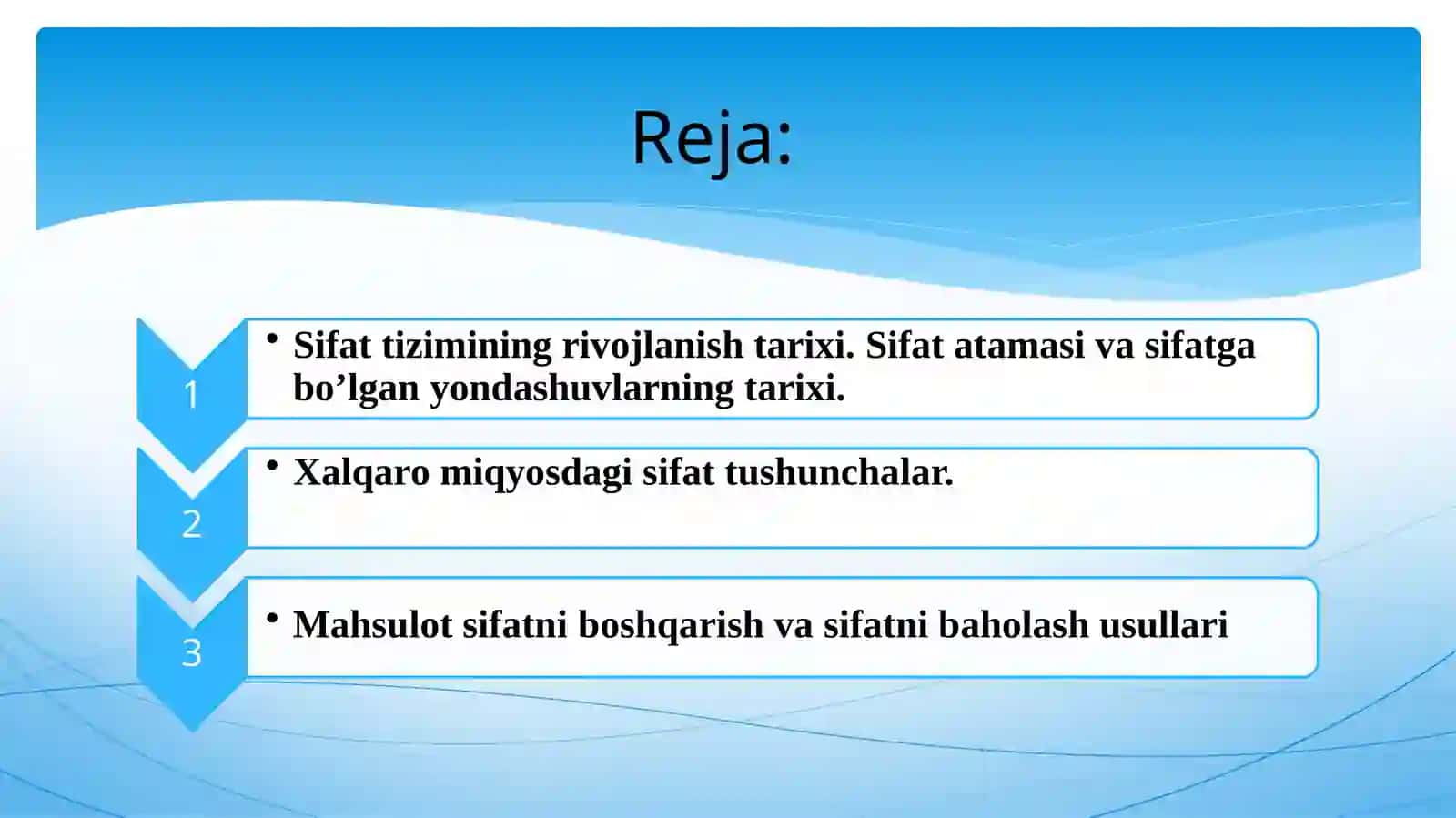 Mahsulotlarning asosiy sifat ko’rsatkichlari,puxtali sifatning ko’rsatkichlari,  kvalimetriyaning asosiy prinsplari va rivojlanishi 2