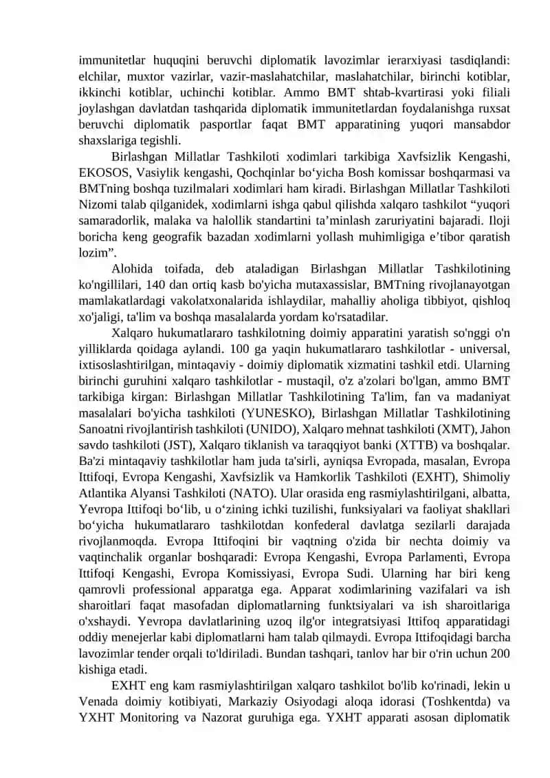 Xalqaro tashkilotlar diplomatiyasi va maxsus missiyalar 2