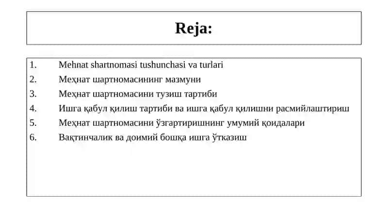Меҳнат шартномасини тузиш 2