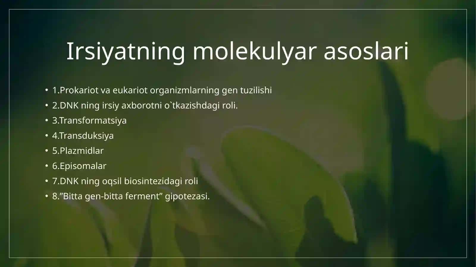Tibbiy biologiya va umumiy genetika 2