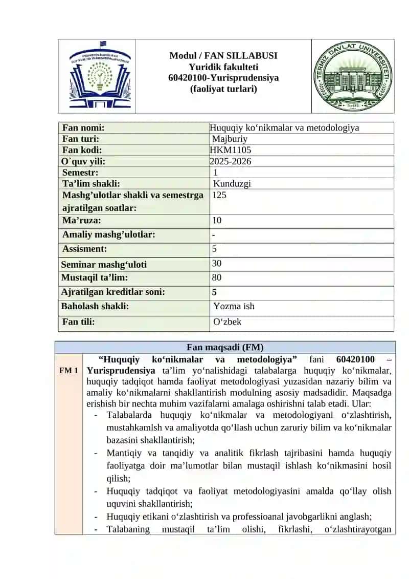 Huquqiy ko‘nikmalar va metodologiya 2