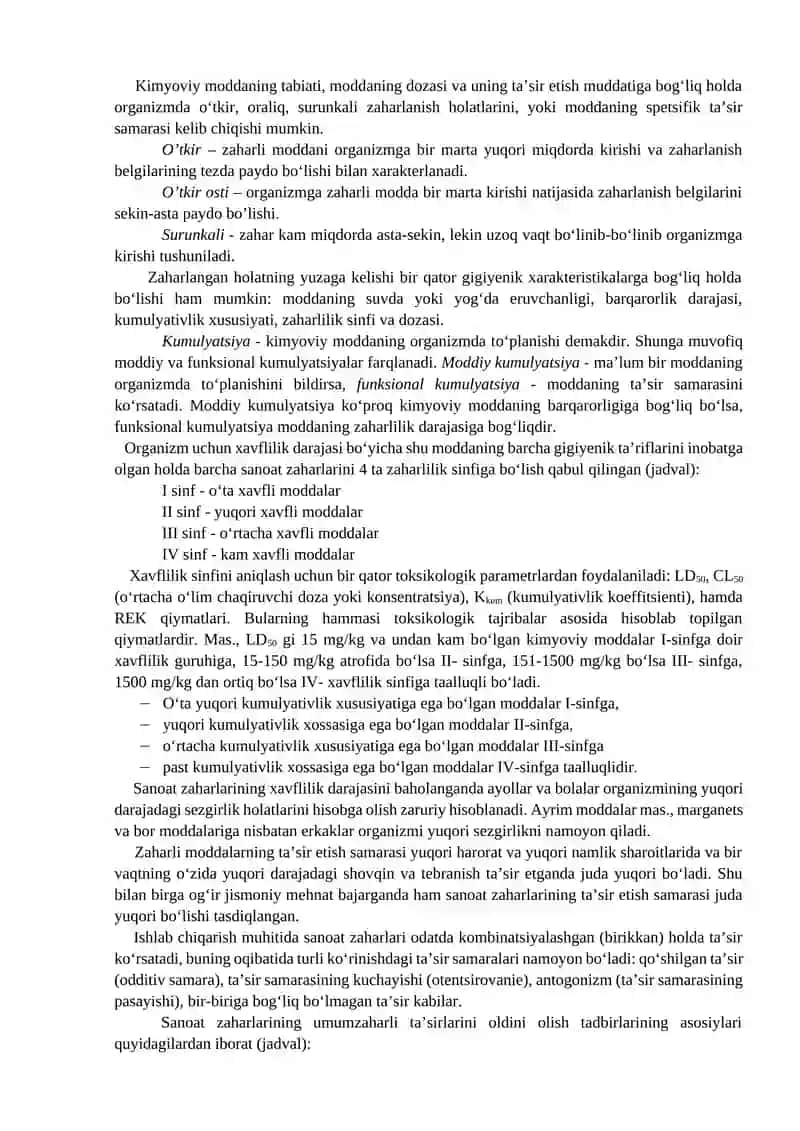Ishlab chiqarish muhitidagi kimyoviy omillar va davolovchi profilaktik ovqatlanish haqida tushuncha 2