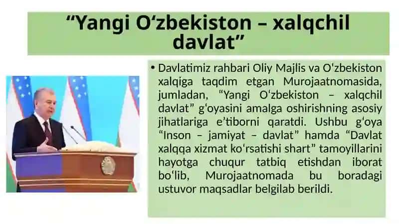 YANGI O‘ZBEKISTONDA XALQCHIL VA INSONPARVARDAVLAT QURISHNING IJTIMOIY-SIYOSIYAHAMIYATI 2