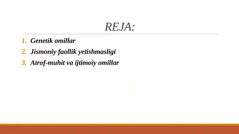 Multifaktorial kasallik semizlik kelib chiqish sabablari 2