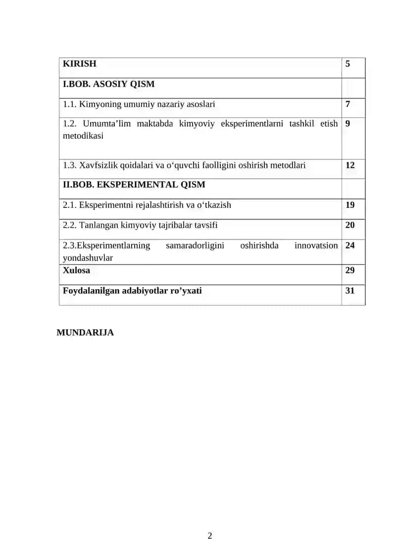 Umumta’lim maktabda o’tkaziladigan kimyoviy eksperimentlar metodikasi 2