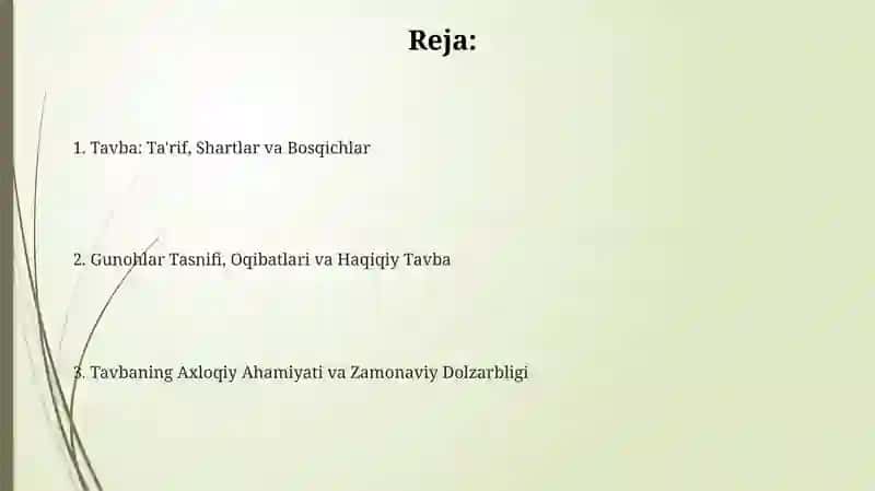 Gʻazzoliyning "Tavba asari asosida din va axloq mavzusida taqdimot 2