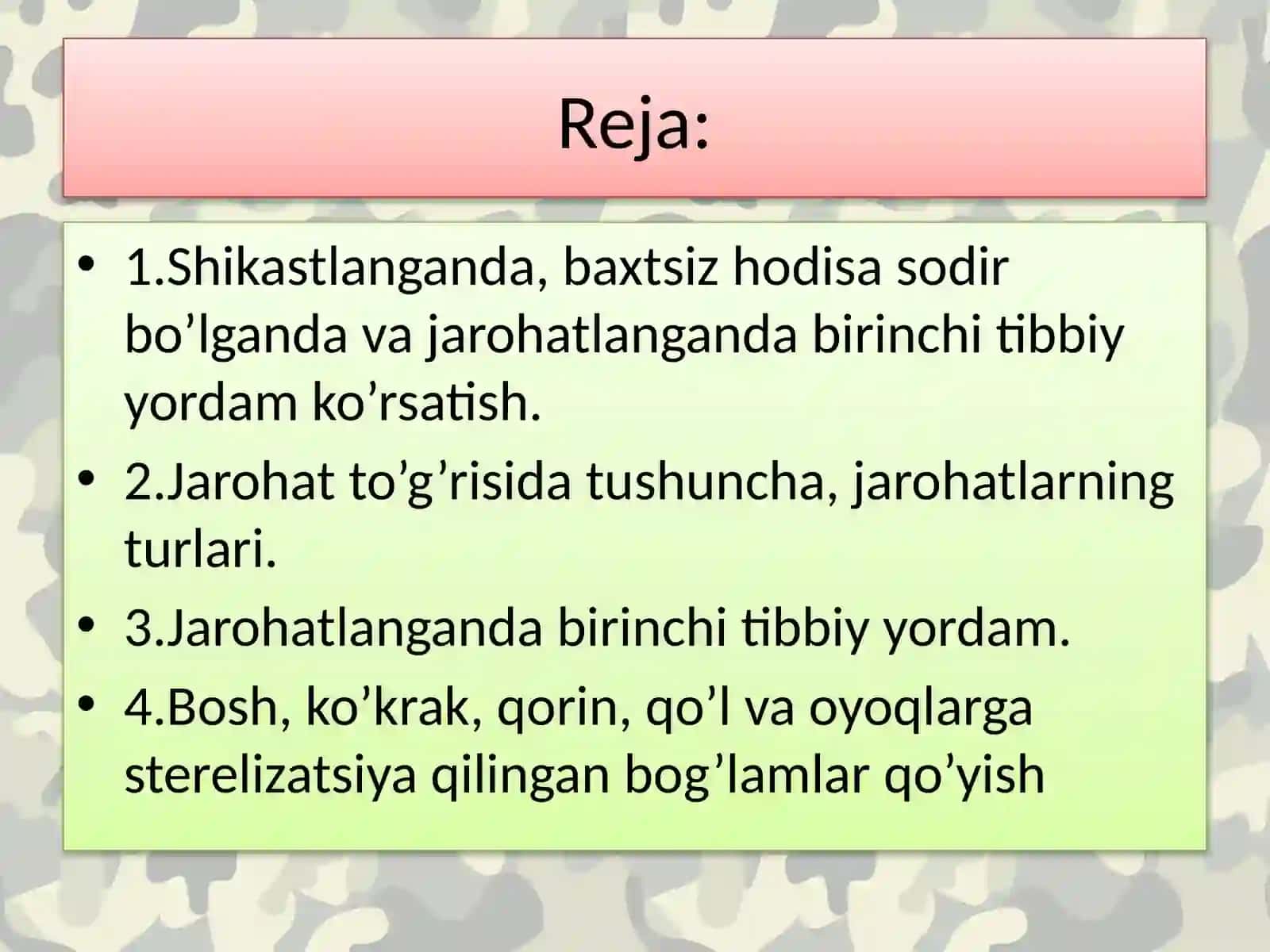 Jarohatning Turli To'g'risida 2