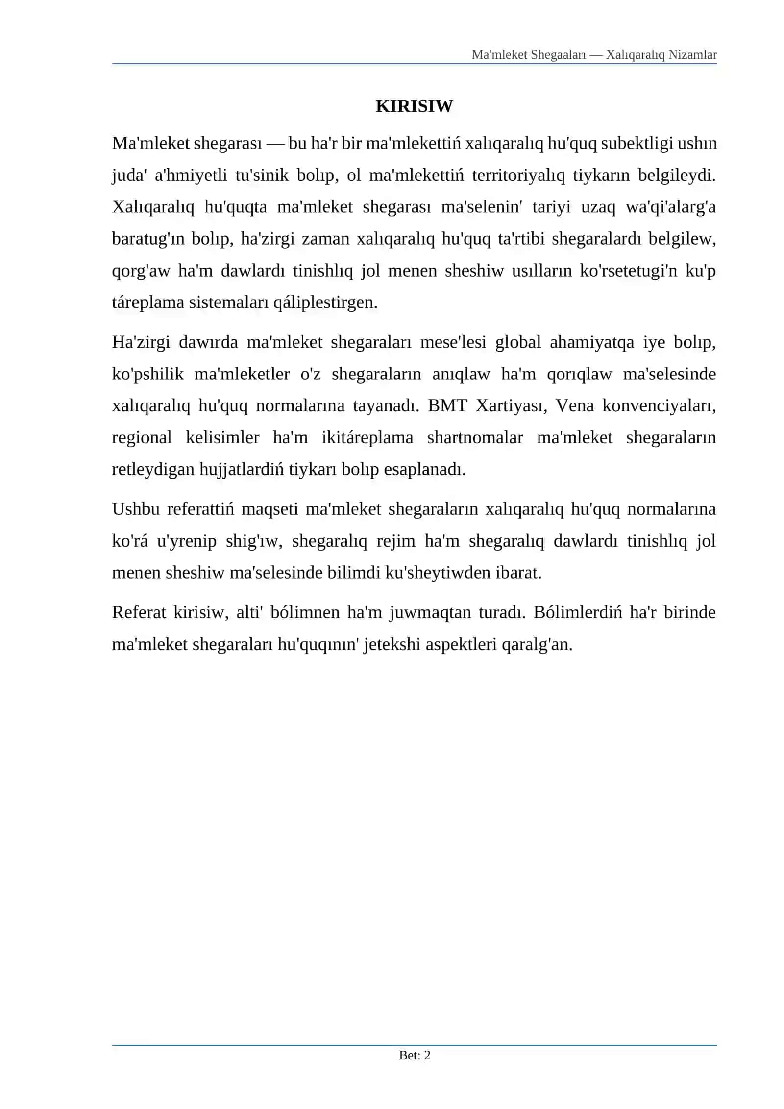 Ma'mleket Shegaaları — Xalıqaralıq Nizamlar 2