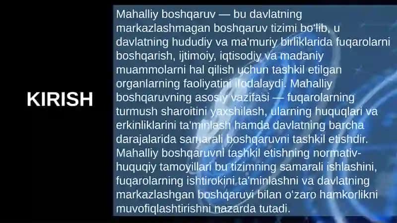 Mahalliy boshqaruvni tashkilotish: normativ-huquqiy taminot 2