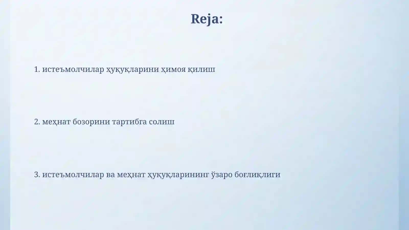 Iste'molchilar huquqlarini himoya qilish va mehnat bozorini tartibga solish 2