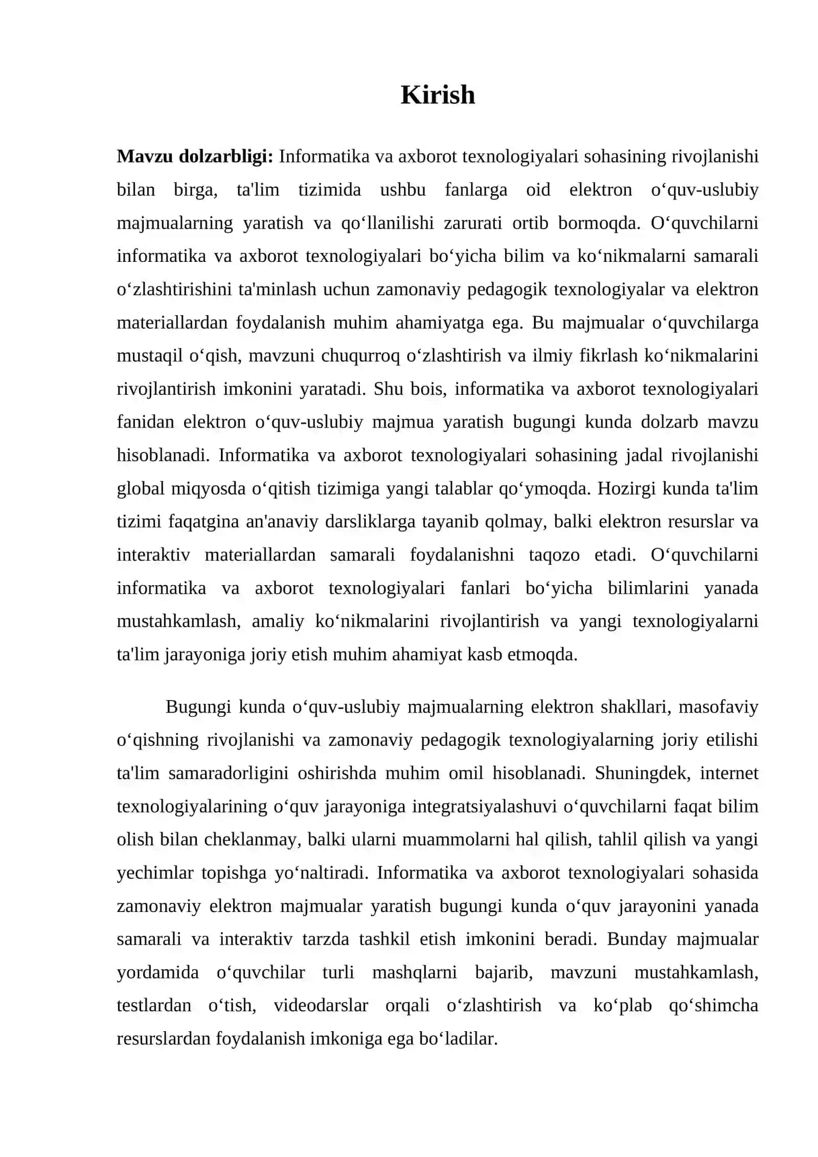 BOB ELEKTRON O‘QUV-USLUBIY MAJMUA YARATISHNING NAZARIY ASOSLARI 2