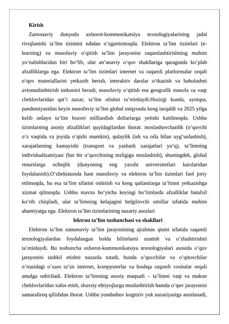 Elektron ta’lim tizimlari va masofaviy o‘qitishning afzalliklari 2