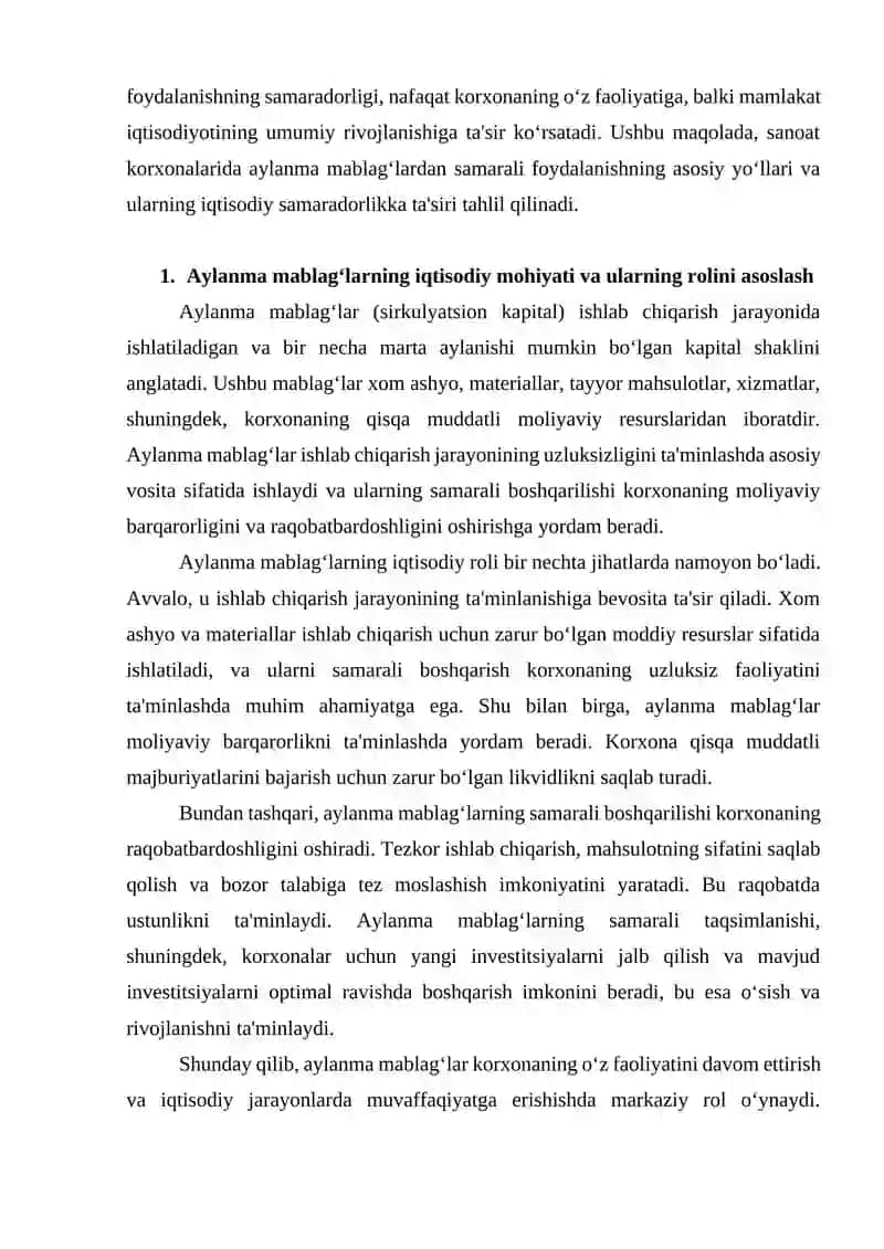 Sanoat korxonalarining iqtisodiy faoliyatini samarali tashkil etish 2