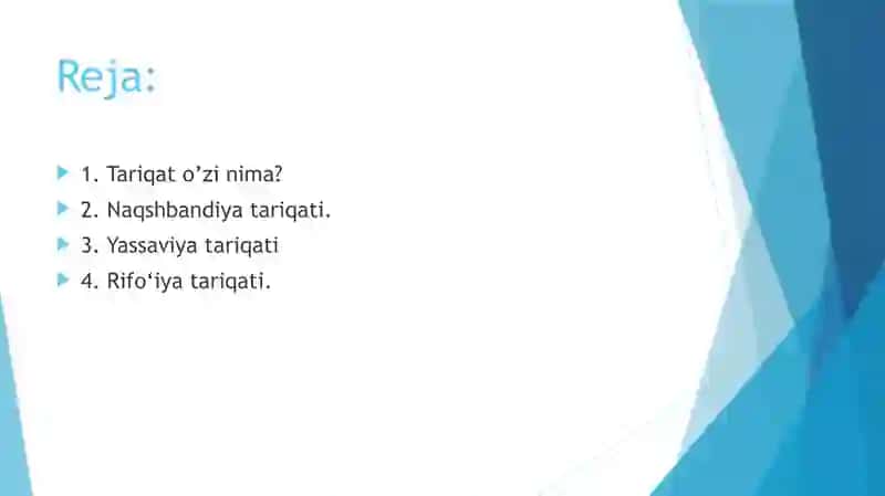 Tariqatlar va ularning o‘ziga xos hususiyatlari. 2